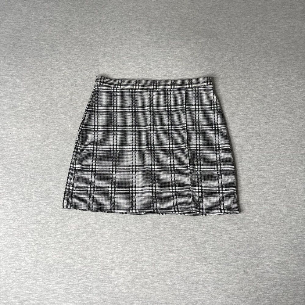 TOBI Women's illiana Grey Multi Side Slit Plaid Skirt